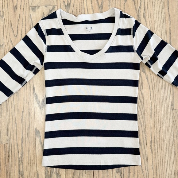 Three Dots Women’s Long Sleeve V-neck Striped 3/4 Sleeve Cotton Shirt Size Small - Picture 7 of 14